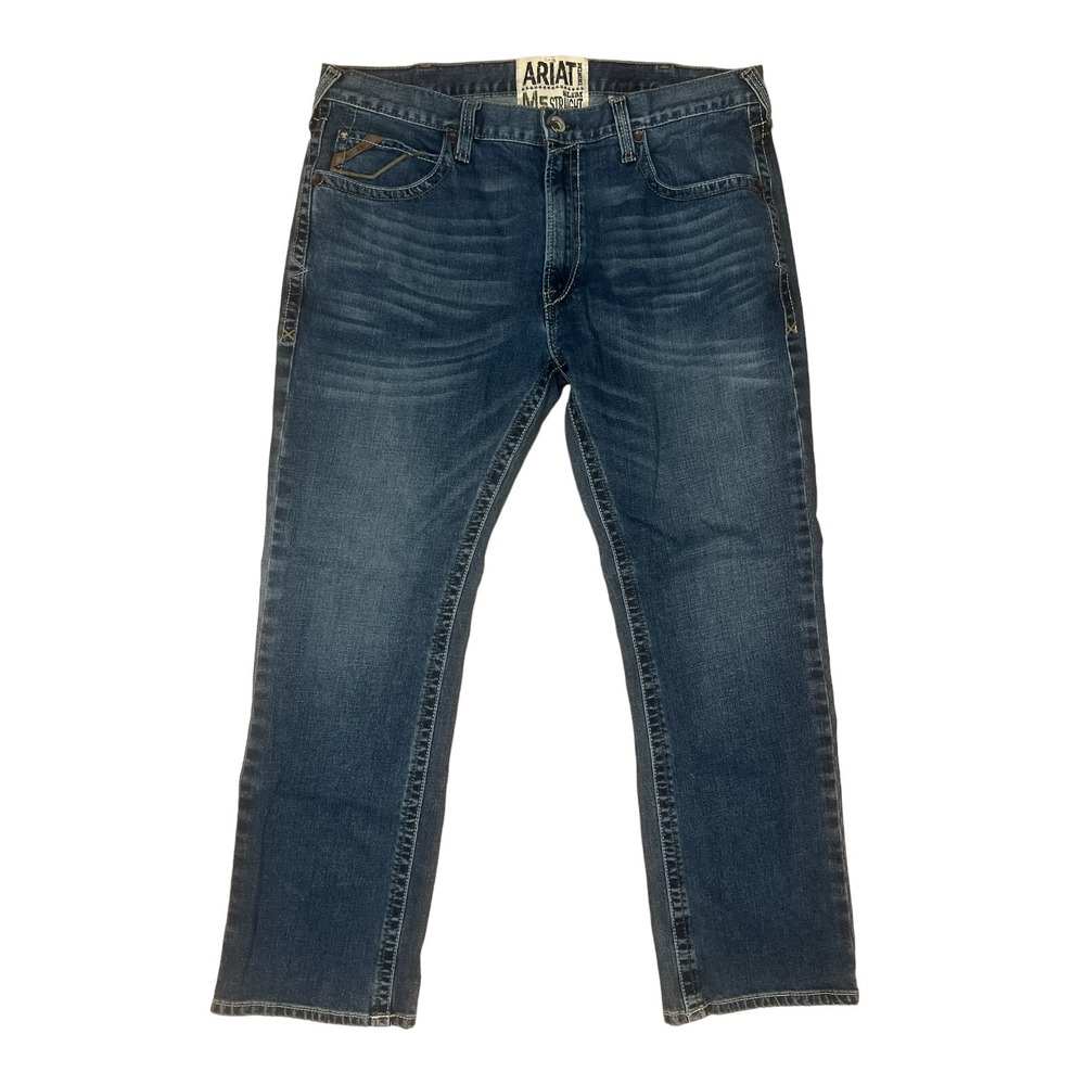 Ariat Denim M5 Slim Straight Jeans Mens 40x31.5 Blue Cowboy Rodeo Pants Relaxed